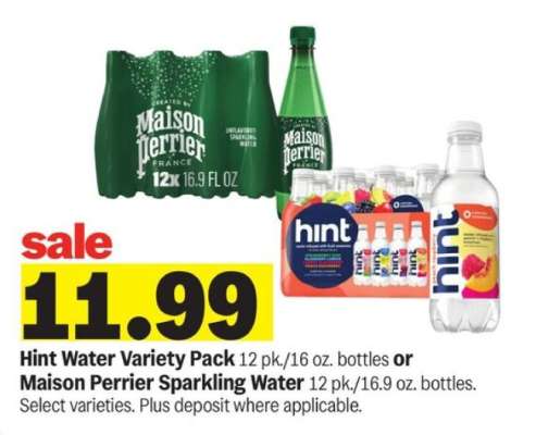 Hint Water Variety Pack or Maison Perrier Sparkling Water