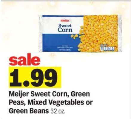 Meijer Sweet Corn, Green Peas, Mixed Vegetables or Green Beans