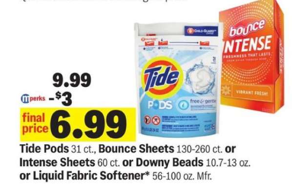 Tide Pods, Bounce Sheets, Intense Sheets, Downy Beads, Liquid Fabric Softener