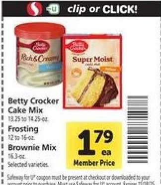 Betty Crocker Cake Mix, Frosting, Brownie Mix