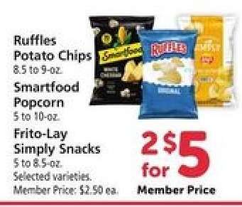 Ruffles Potato Chips, Smartfood Popcorn, Frito-Lay Simply Snacks