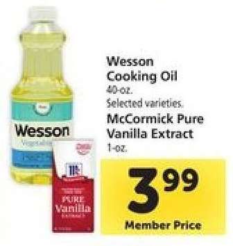 Wesson Cooking Oil & McCormick Pure Vanilla Extract