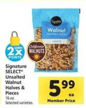 Signature SELECT Unsalted Walnut Halves & Pieces