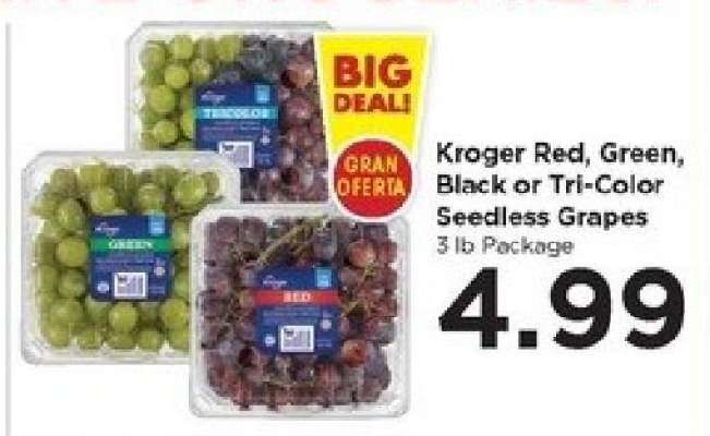 Kroger Red, Green, Black or Tri-Color Seedless Grapes
