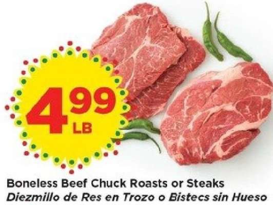 Boneless Beef Chuck Roasts or Steaks