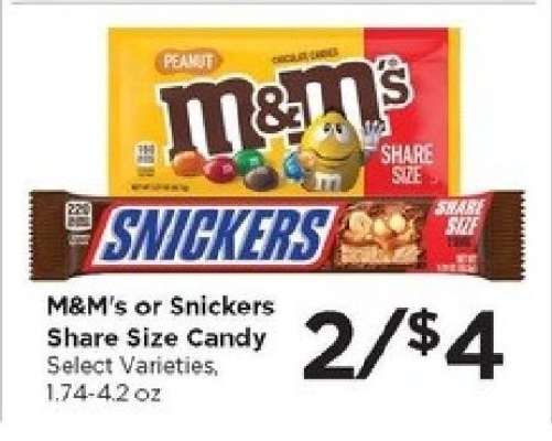 M&M's or Snickers Share Size Candy