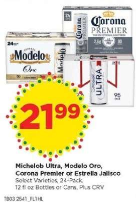 Michelob Ultra, Modelo Oro, Corona Premier or Estrella Jalisco