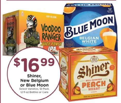 Shiner, New Belgium or Blue Moon