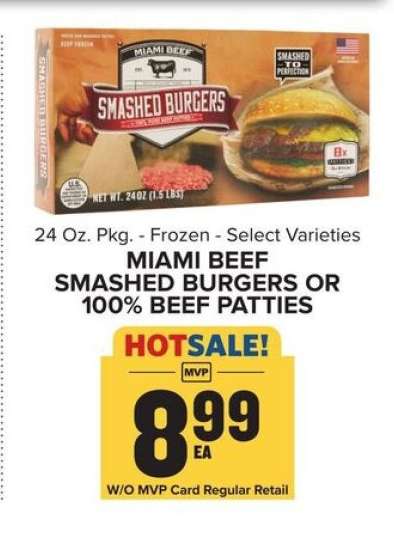 Miami Beef Smashed Burgers or 100% Beef Patties