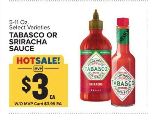 TABASCO OR SRIRACHA SAUCE