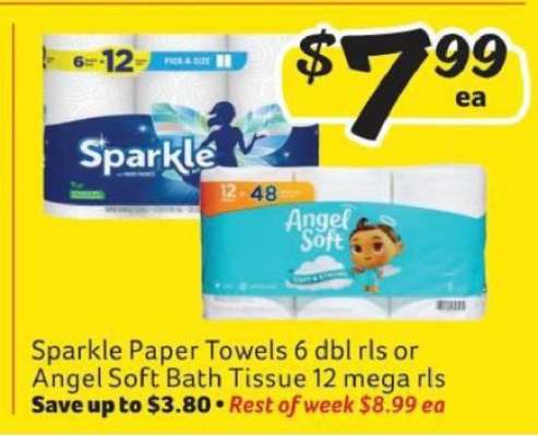 Sparkle Paper Towels or Angel Soft Bath Tissue