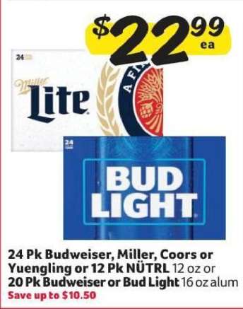 Budweiser, Miller, Coors, Yuengling, NÜTRL, Bud Light