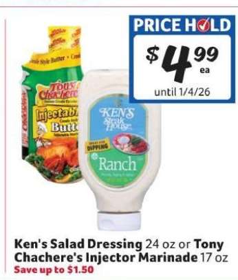 Ken's Salad Dressing or Tony Chachere's Injector Marinade