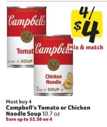 Campbell's Tomato or Chicken Noodle Soup