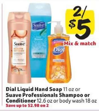 Dial Liquid Hand Soap or Suave Professionals Shampoo or Conditioner