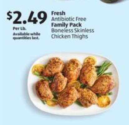 Fresh Antibiotic Free Family Pack Boneless Skinless Chicken Thighs