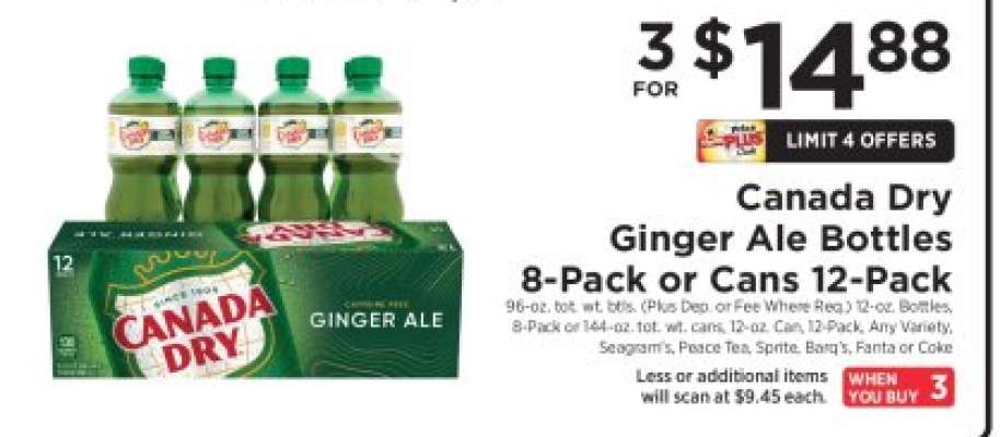 Canada Dry Ginger Ale Bottles 8-Pack or Cans 12-Pack