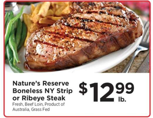 Nature’s Reserve Boneless NY Strip or Ribeye Steak