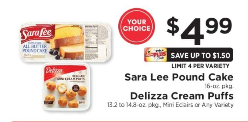 Sara Lee Pound Cake / Delizza Cream Puffs