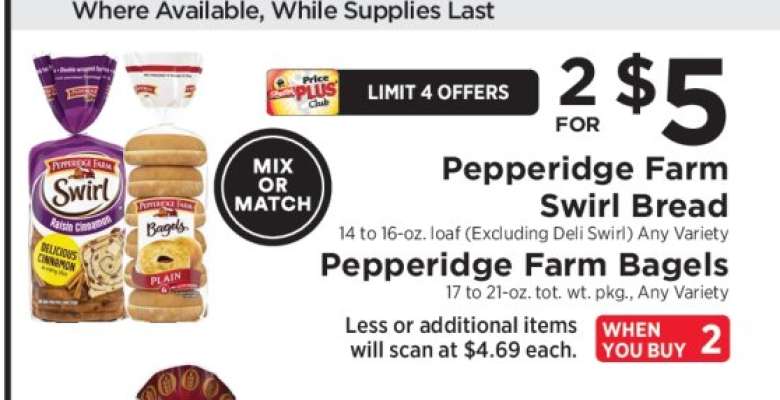 Pepperidge Farm Swirl Bread or Bagels