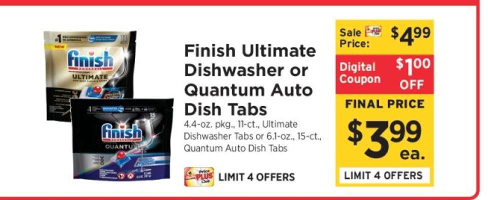 Finish Ultimate Dishwasher or Quantum Auto Dish Tabs