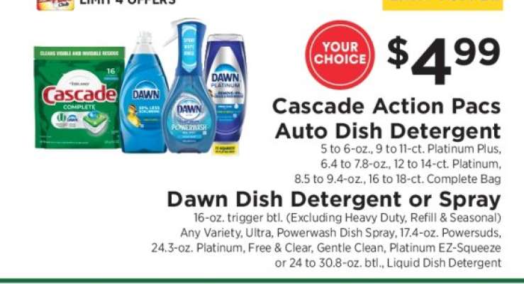 Cascade Action Pacs Auto Dish Detergent / Dawn Dish Detergent or Spray