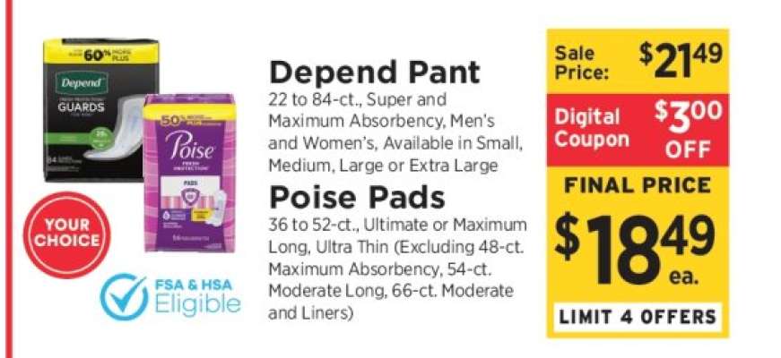 Depend Pant or Poise Pads