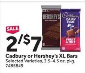 Cadbury or Hershey's XL Bars
