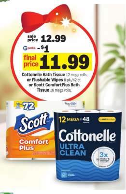 Cottonelle Bath Tissue or Flushable Wipes or Scott ComfortPlus Bath Tissue
