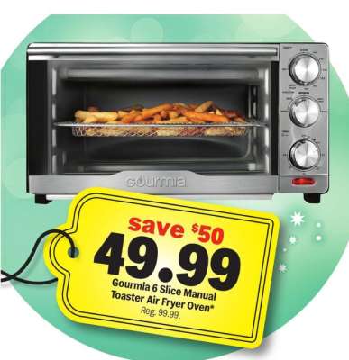 Gourmia 6 Slice Manual Toaster Air Fryer Oven*