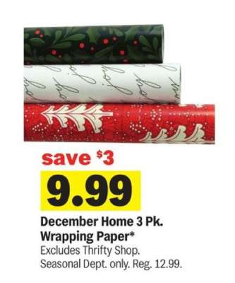 December Home 3 Pk. Wrapping Paper