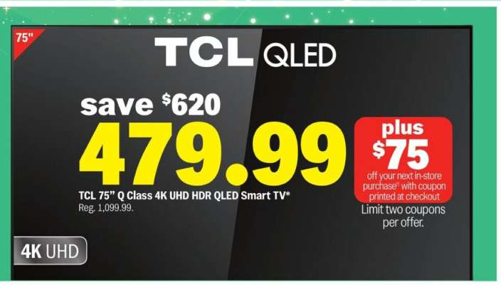TCL 75” Q Class 4K UHD HDR QLED Smart TV