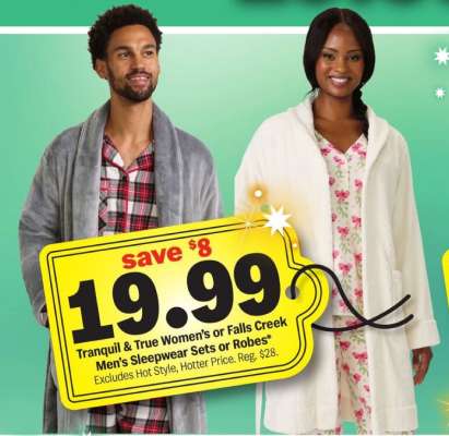 Tranquil & True Women's or Falls Creek Men's Sleepwear Sets or Robes