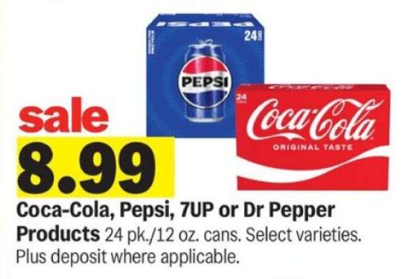 Coca-Cola, Pepsi, 7UP or Dr Pepper Products*