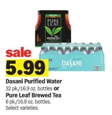 Dasani Purified Water or Pure Leaf Brewed Tea