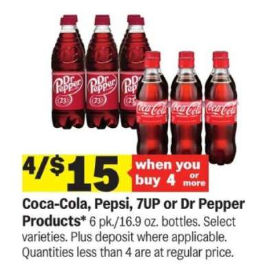 Coca-Cola, Pepsi, 7UP or Dr Pepper Products*