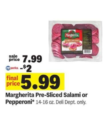 Margherita Pre-Sliced Salami or Pepperoni*