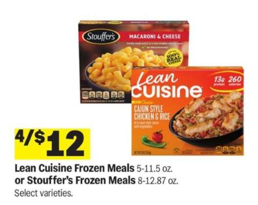 Lean Cuisine Frozen Meals or Stouffer’s Frozen Meals