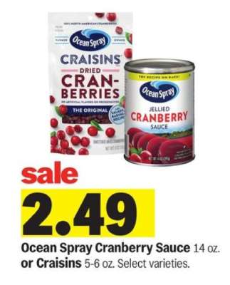 Ocean Spray Cranberry Sauce or Craisins