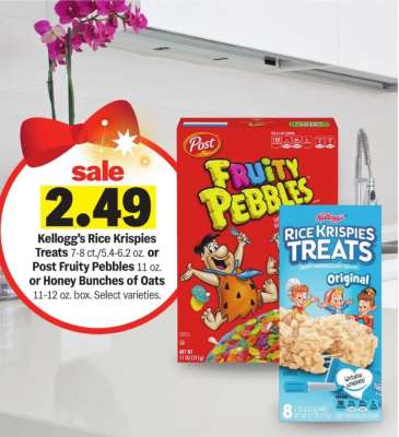 Kellogg's Rice Krispies Treats / Post Fruity Pebbles / Honey Bunches of Oats