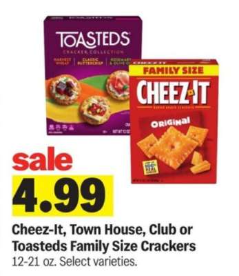 Cheez-It, Town House, Club or Toasteds Family Size Crackers