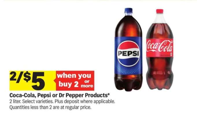 Coca-Cola, Pepsi or Dr Pepper Products*