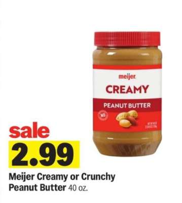 Meijer Creamy or Crunchy Peanut Butter