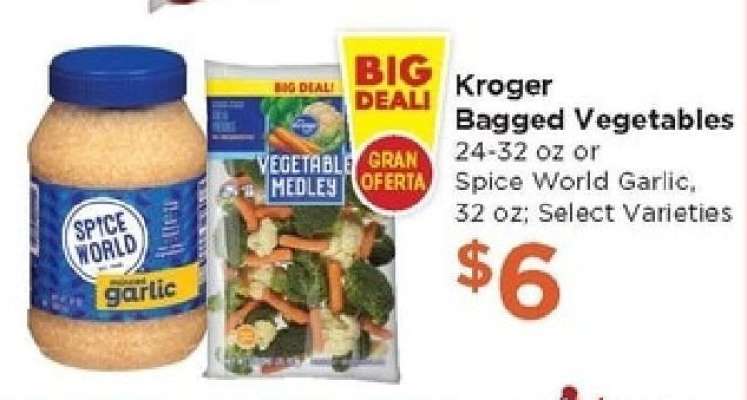 Kroger Bagged Vegetables or Spice World Garlic