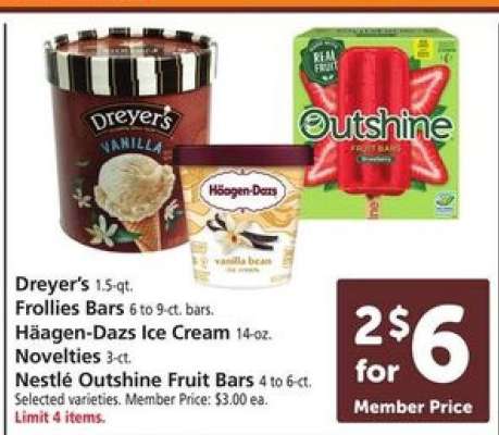Dreyer's, Frollies Bars, Häagen-Dazs Ice Cream, Novelties, Nestlé Outshine Fruit Bars