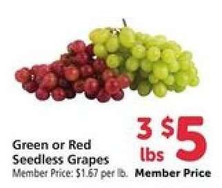 Green or Red Seedless Grapes
