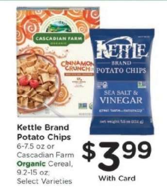 Kettle Brand Potato Chips or Cascadian Farm Organic Cereal