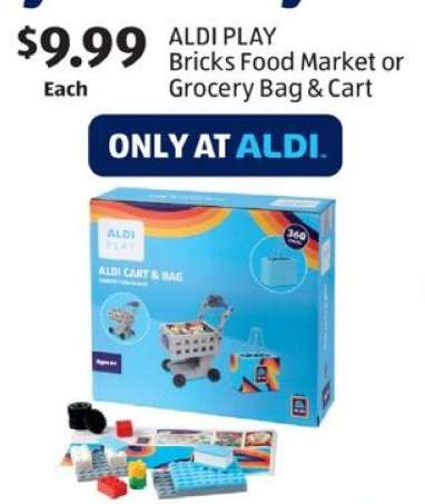 ALDI PLAY Bricks Food Market or Grocery Bag & Cart