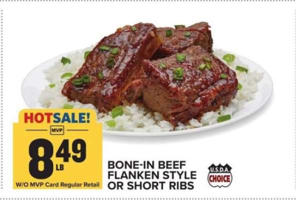 Bone-In Beef Flanken Style or Short Ribs