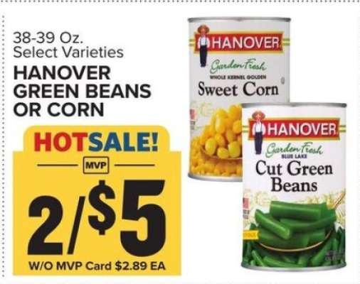HANOVER GREEN BEANS OR CORN